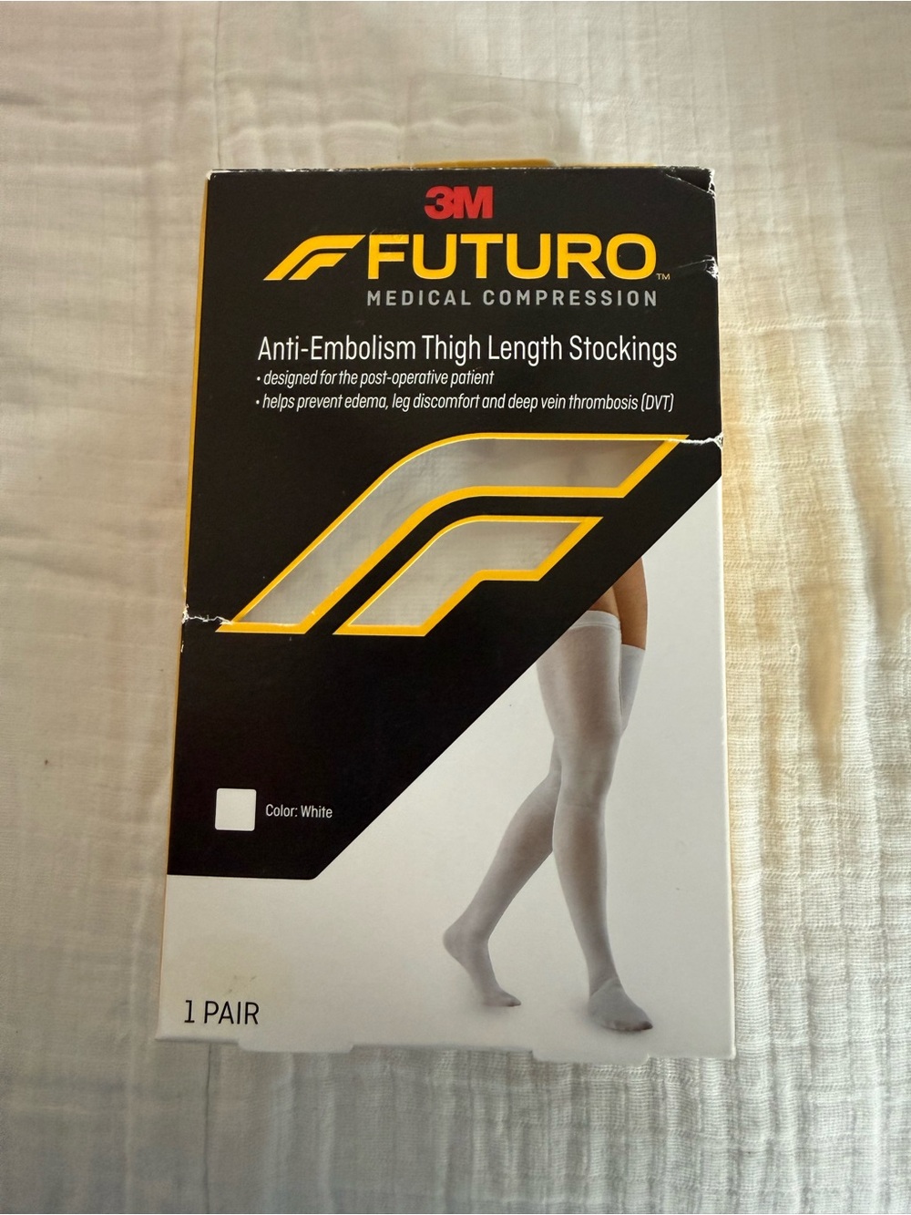 NIB 3M FUTURO Anti-Embolism Stockings Thigh Length Moderate 18mm/Hg Size Medium